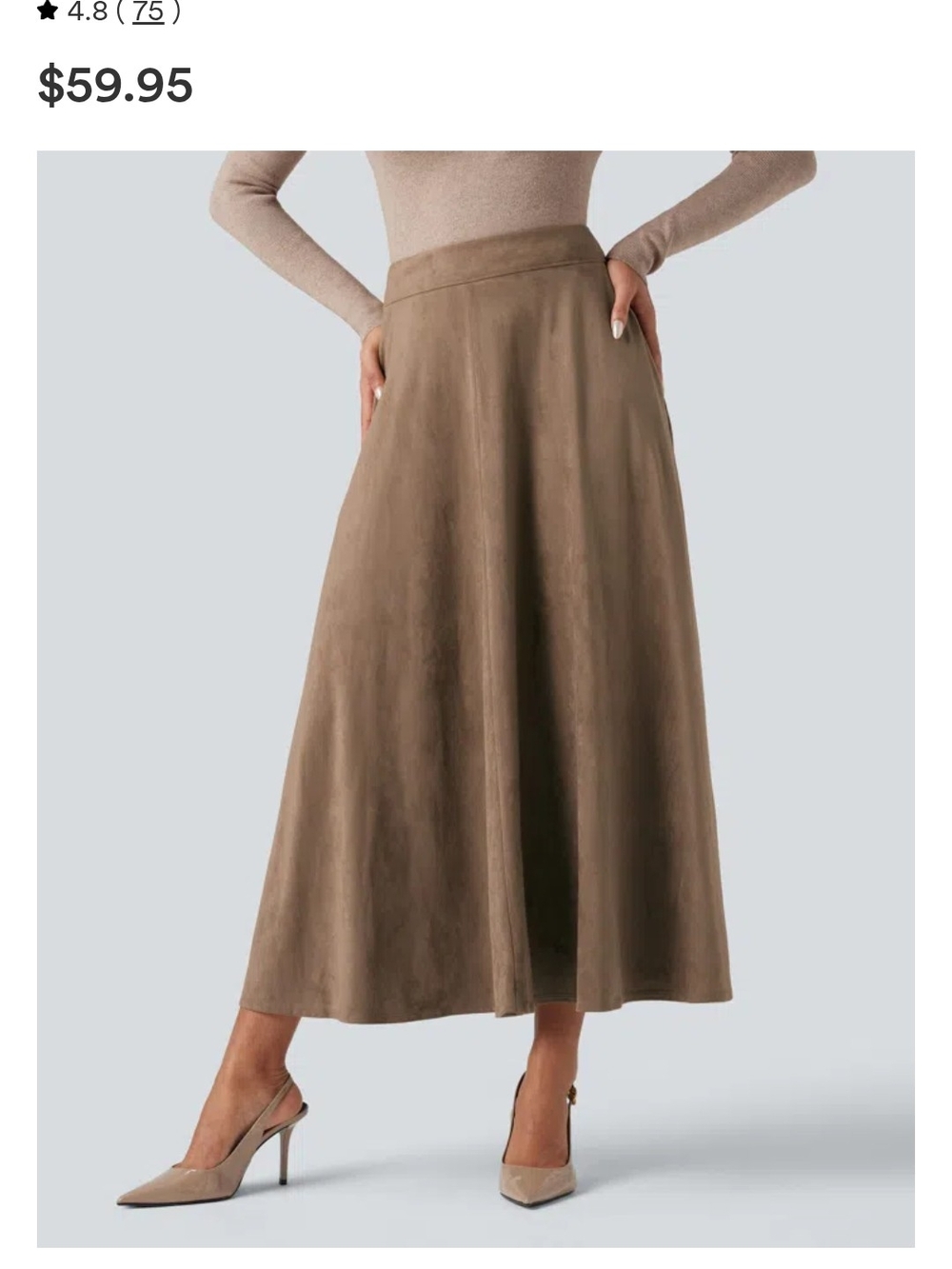 HALARA Brown A-Line Maxi Skirt